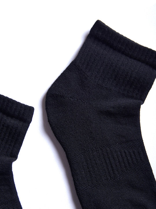 Unisex Athletic Half-Length Socks Economic Pack 3 Pairs Black