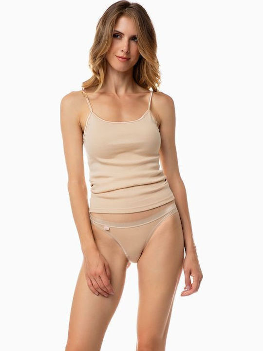 Women's Cotton T-Shirt with Spaghetti Strap Pink 2Pack