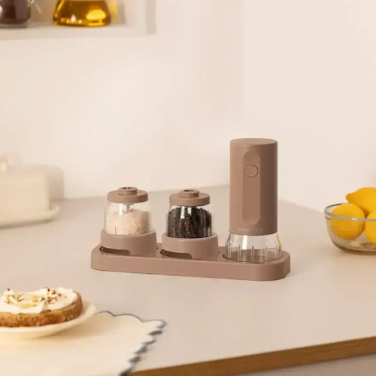 Create Set Rasnițe Electrice Ceramice Pentru Condimente Culoare Maro 8.8cm 4 Bucăți