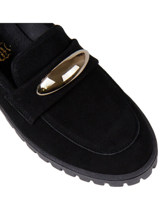 Δερμάτινα Γυναικεία Loafers σε Μαύρο Χρώμα