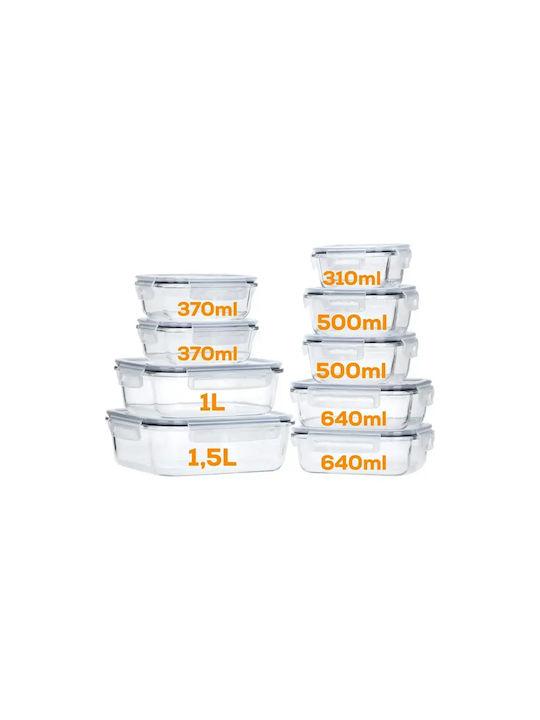 Vilde Cutie pentru Mâncare Sticlă Transparent 9buc