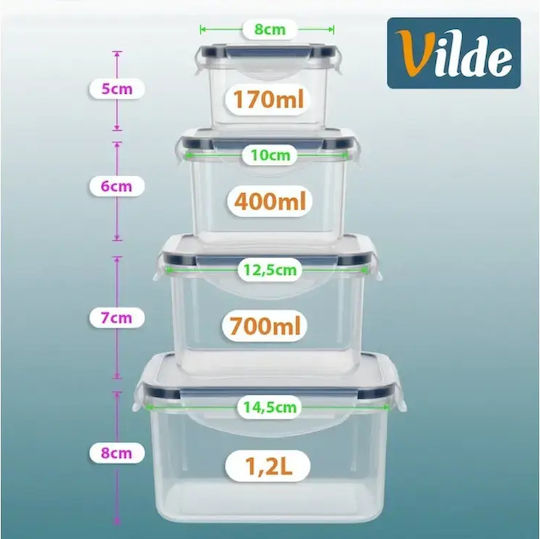 Vilde Set of Transparent Plastic Lunch Boxes 4 Pieces