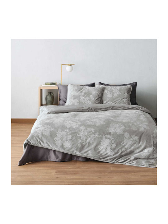 Kentia Σετ Παπλωματοθήκη King Size με 2 Μαξιλαροθήκες 260x240cm Vanessa Grey
