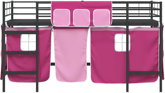 Kids Bed Loft Bed Semi Double Black for Mattress 116.5x207cm