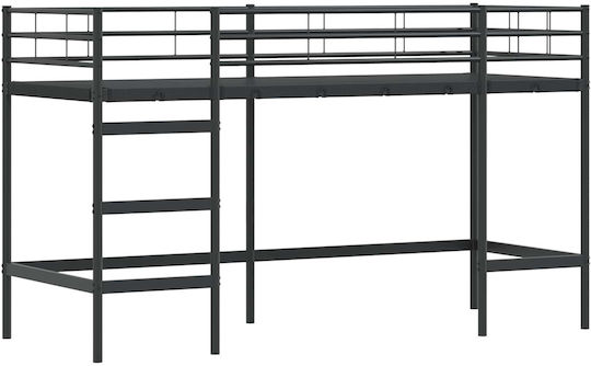 Kinderbett Hochbett Semi-Doppel Schwarz für Matratze 116.5x196cm