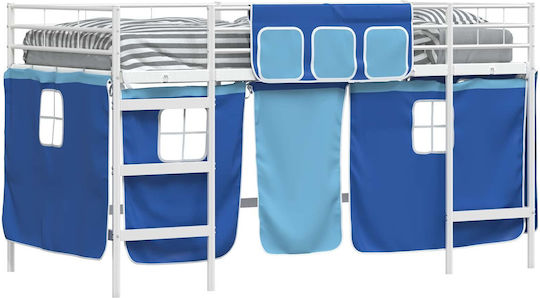 Pat Pentru Copii Loft Bed Semi Dublu Alb Pentru Saltea 116.5x207cm