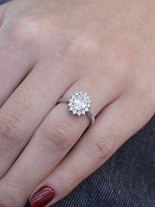 Damen Ring mit Diamant aus Weißgold 18K