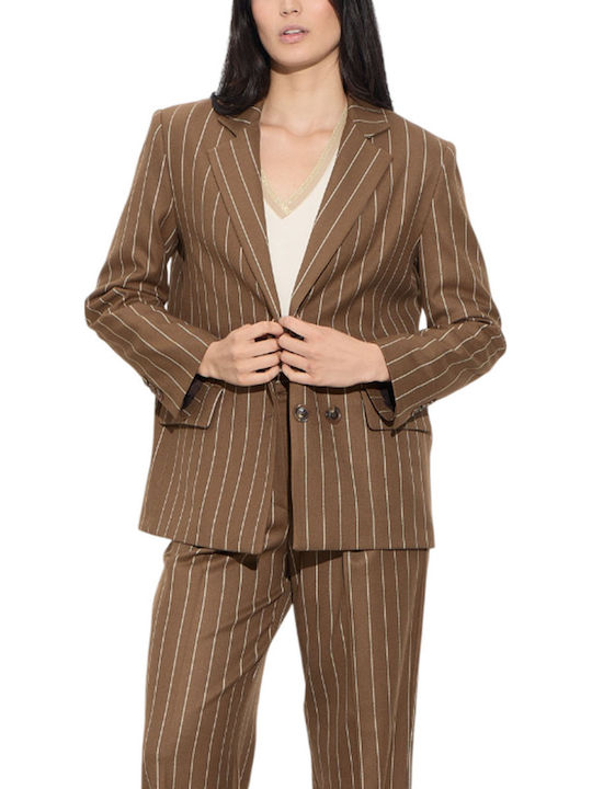 Passager Long Women's Double Breasted Blazer Blazer Striped