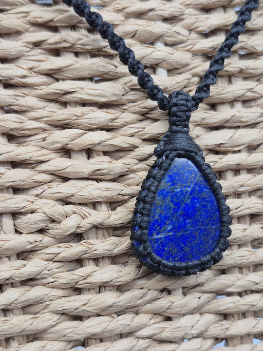 Colier Macrame Lapis Lazuli – Bijuterie Handmade Piatra Semiprețioasă