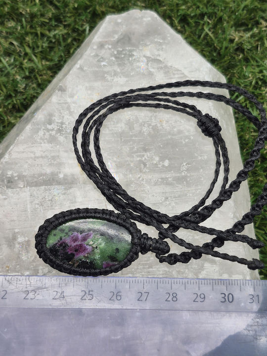 Macrame Necklace Ruby Zoisite Handmade Semi-Precious Stone Jewelry