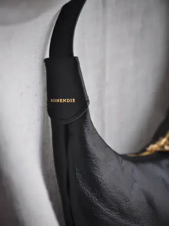 Leder Damentasche Schultertasche Schwarz