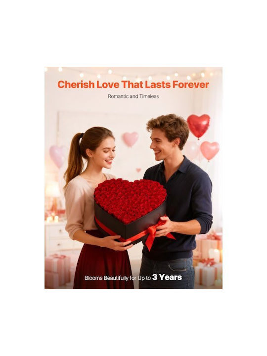 Vevor Αιώνια Τριαντάφυλλα Forever Flowers 100 Διατηρημένα Τριαντάφυλλα Καρδιά