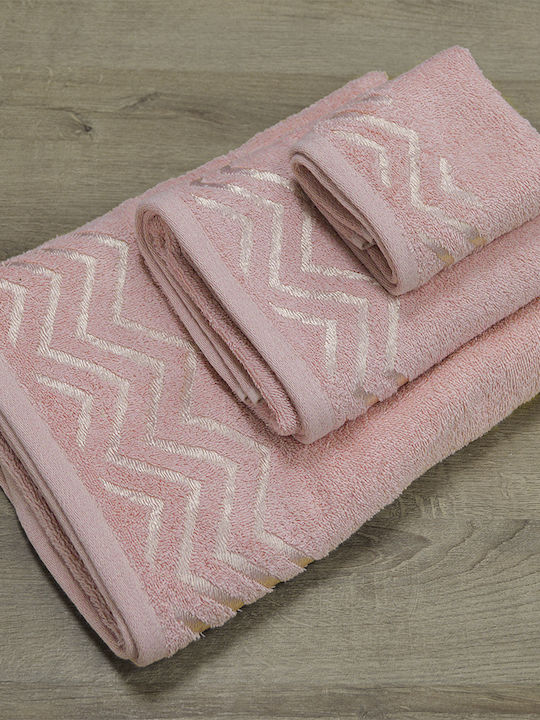 Lino Home Bath Towel Set 3pcs Wavie Coral Weight 450gr/m²