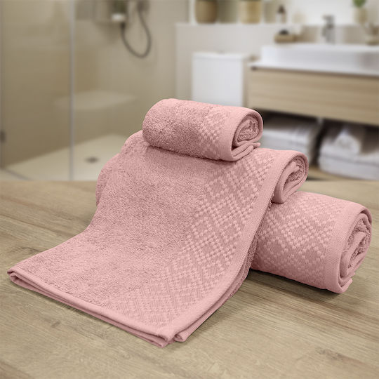 Lino Home Комплект Кърпи за Баня 3бр Serapha Корал Тегло 450гр/кв.м