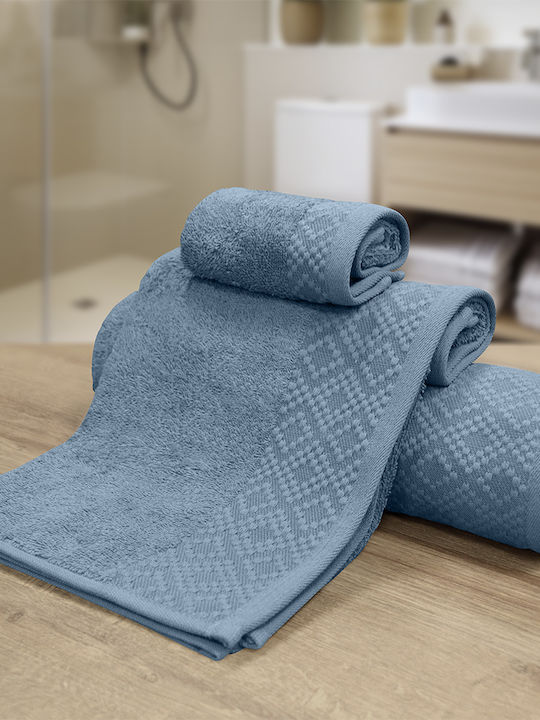 Lino Home Bath Towel Set 3pcs Serapha Petrol Blue Weight 450gr/m²