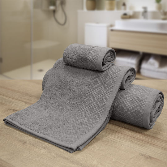 Lino Home Σετ Πετσέτες Μπάνιου 3τμχ Serapha Μόκα Βάρους 450gr/m²