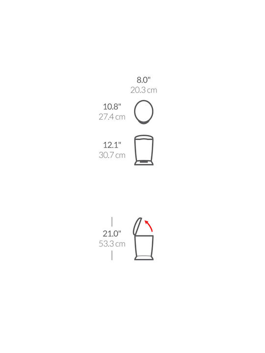 Simplehuman Кошче Отпадъци Пластмасов с Педал 6лт 1бр