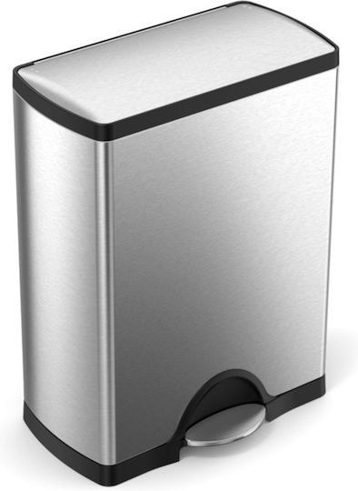 Simplehuman Κάδος Ανακύκλωσης Πλαστικός με Πεντάλ Ασημί 46lt