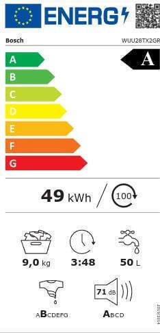 Bosch Πλυντήριο Ρούχων 9kg 1400 Στροφών Speed Perfect Inox WUU28TX2GR