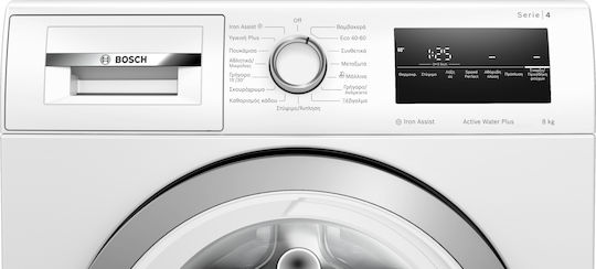Bosch Πλυντήριο Ρούχων 8kg με Τεχνολογία Ατμού 1400 Στροφών Active Water Plus WAN28285GR