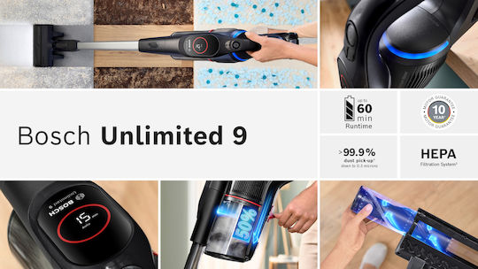 Bosch Unlimited 9 Rechargeable Stick Vacuum 18V Black