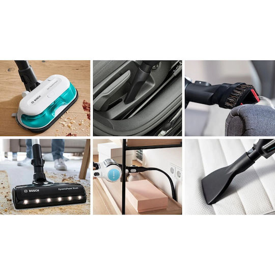 Bosch Unlimited 7 Презареждаща Вертикална Прахосмукачка 2 В 1 Stick И Ръчна 18V Тюркоазена