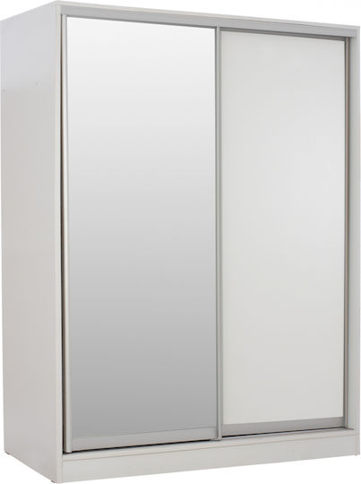 Doppeltür Kleiderschrank Schieben ADLER mit Spiegel White 160x60x210cm
