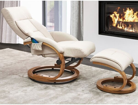 Berwyn 877 Entspannungs Sessel Massage Drehbar mit Fußhocker aus Künstliches Leder Braune 44x48x46cm