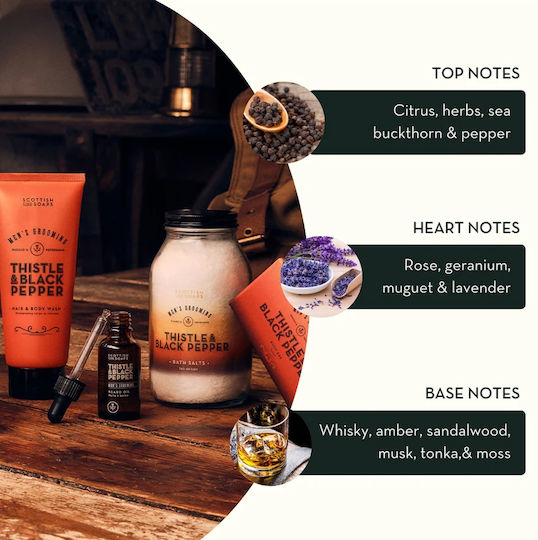 The Scottish Fine Soaps Thistle & Black Pepper Skin Care Set for Moisturizing 4pcs