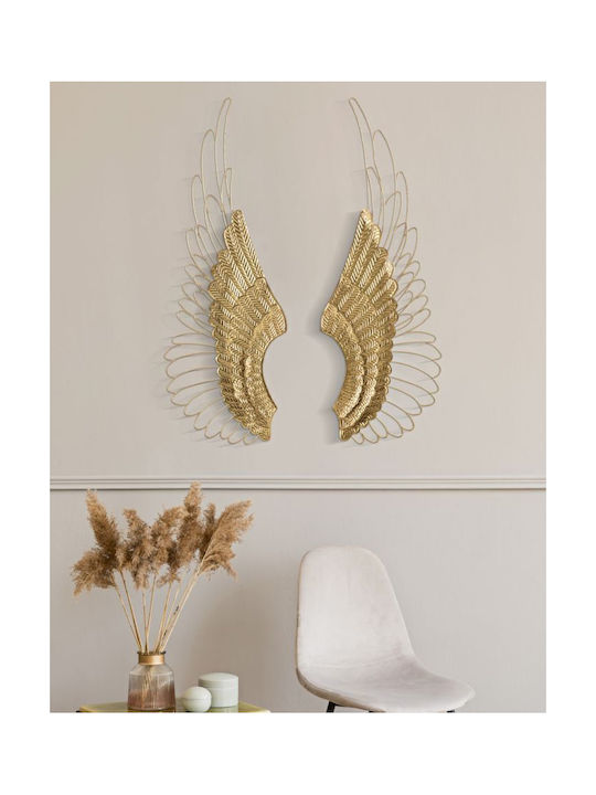 Mauro F Gold Wall Decor Made of Metal 105.5x3x37cm 2 Pieces