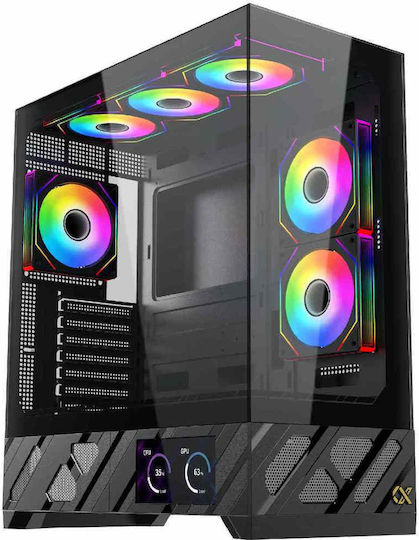 Xigmatek Alphard Pro Геймърско Midi Tower Компютърна Кутия с Страничен Прозорец и RGB Осветление Черна