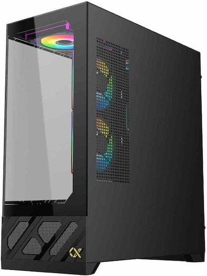 Xigmatek Alphard Pro Геймърско Midi Tower Компютърна Кутия с Страничен Прозорец и RGB Осветление Черна