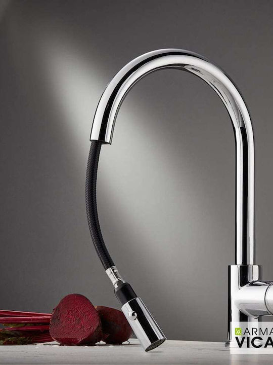 Armando Vicario Fluo Kitchen Faucet Counter with Pull-Out Spray Grey