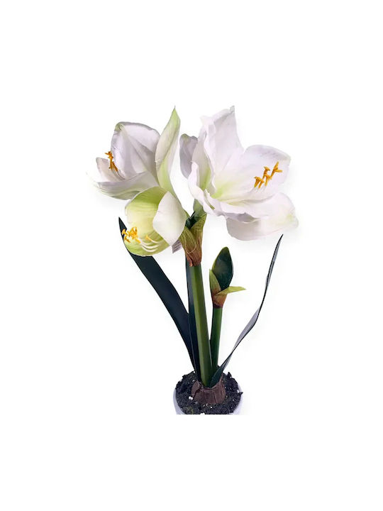 Изкуствено Цвете В Саксия Jup Amaryllis 1851840-a 9236-11 Бяла Керамична Саксия Бяло 48 См