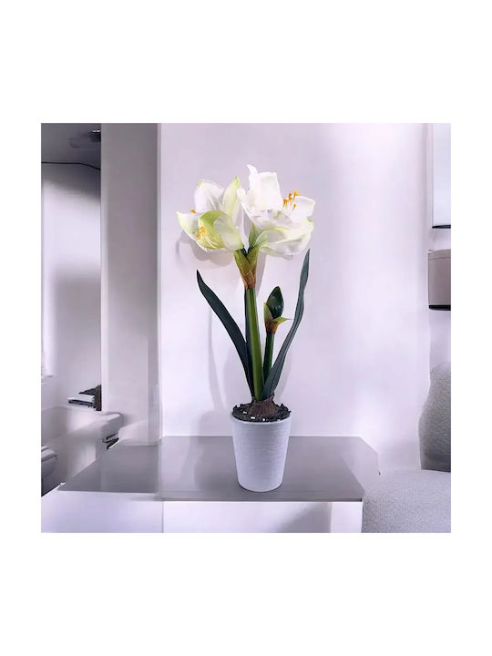 Изкуствено Цвете В Саксия Jup Amaryllis 1851840-a 9236-11 Бяла Керамична Саксия Бяло 48 См