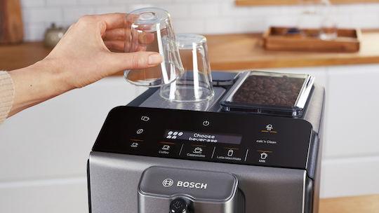 Bosch Αυτόματη Μηχανή Espresso 1300W Πίεσης 15bar με Μύλο Άλεσης Μαύρη TIE20504
