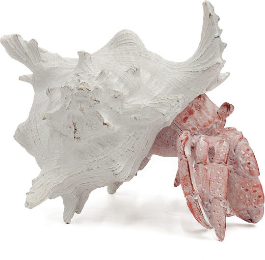 Artekko Animal Red Tabletop Decor Crab White Seashell Resin 23.5x23.5x17.8 Cm