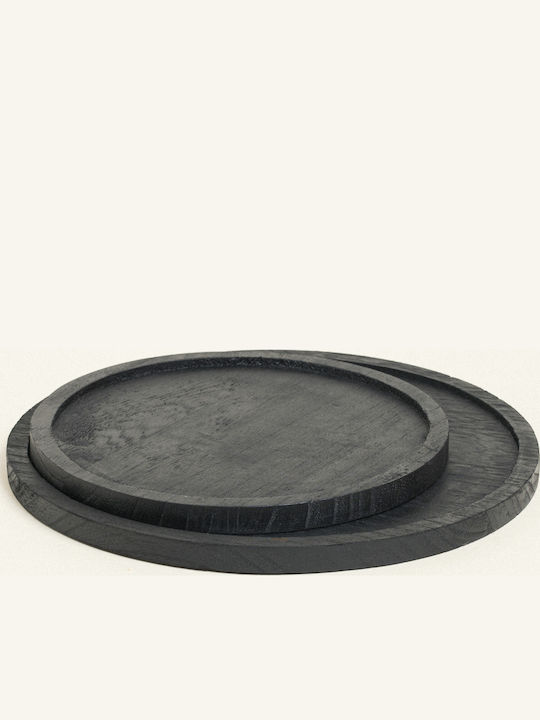 Beauty Home Holz Rund Serviertablett in Schwarz Farbe 29.5x29.5cm 800404-8d1237b3 1Stück