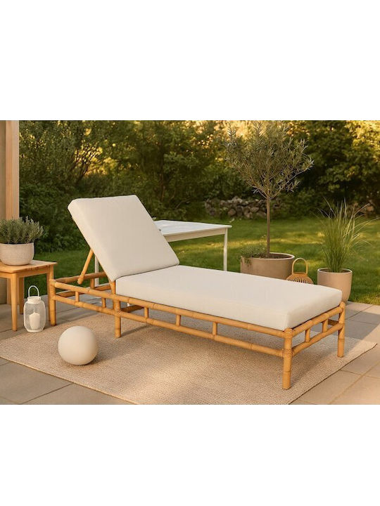 Deckchair Bamboo with Cushion Gray 80x35cm.