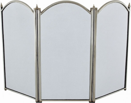 Metallic Fireplace Screen with 3 Panels 32x32x50cm Chrome