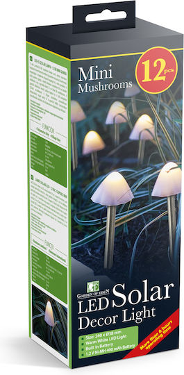 Lampă Solară Led Garden Eden 12 Bucăți Mini Ciuperci Alb Cald 24 Cm X 4 M