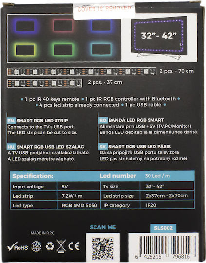 Alista Home Inteligent Bandă LED Pentru televizor USB 5V RGB Lumină Tip SMD5050 cu Sursă de alimentare & Telecomandă