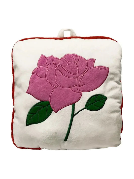 Декоративна Възглавница Chippo 9344-55-2 Mll Rose Design Мека Плюшена 40 X 40 См Бяла Розова