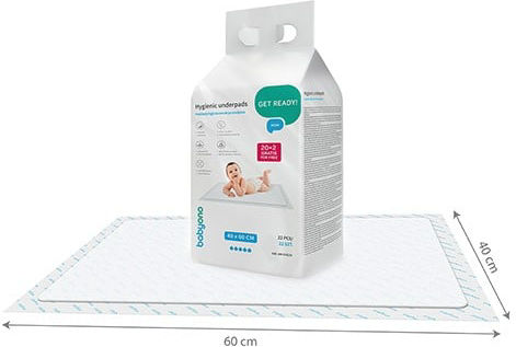 Babyono Disposable Waterproof Changing Pads 40x60cm. 20pcs