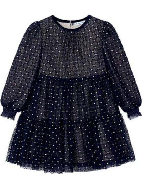 Children's Dress Long Sleeve Tulle Navy Blue