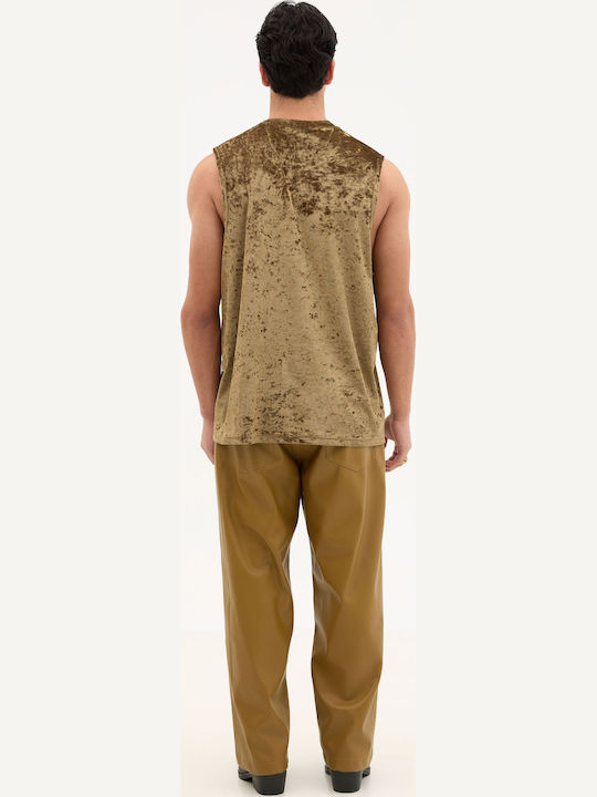 Women's Blouse Velvet Sleeveless Olive
