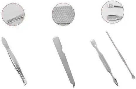 Manicure Eyebrow Set In Case Mirror Jup Cat's Here 193998-6 Eco Leather Black White