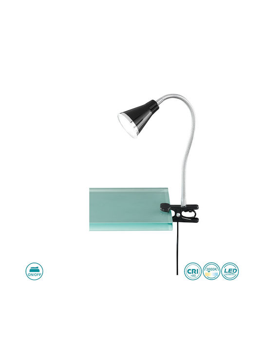 Trio Lighting Arras LED Office Lamp with Flexible Arm and Clip in Black Color