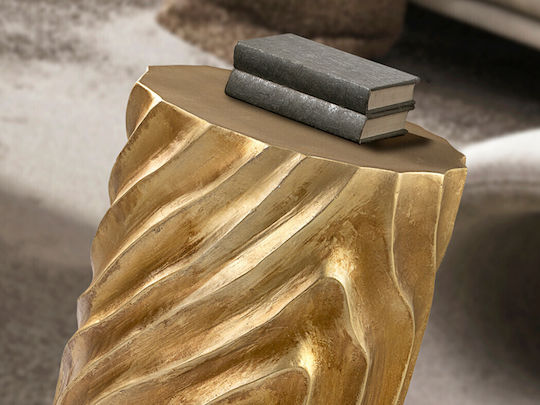 Round Side Table Made of Solid Wood Gold 38x55.8x38 cm