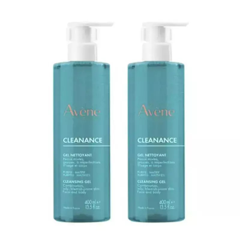 Eau Thermale Avène Cleanance Gel Καθαρισμού Προσώπου για Ακνεϊκές Επιδερμίδες 2x400ml